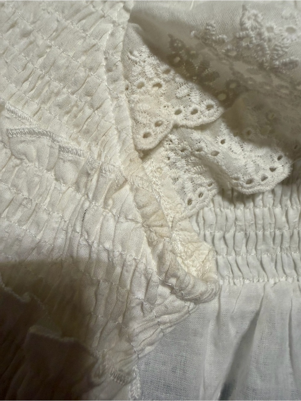 White Eyelet Ruffle Two-Piece Set - Picture 4 of 6